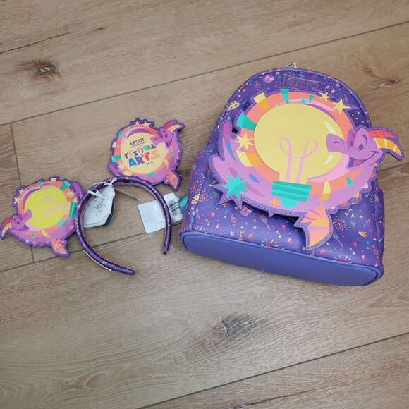 2025 Disney Parks Loungefly Epcot Festival Of The Arts Figment Backpack & Ears! - Picture 16 of 16